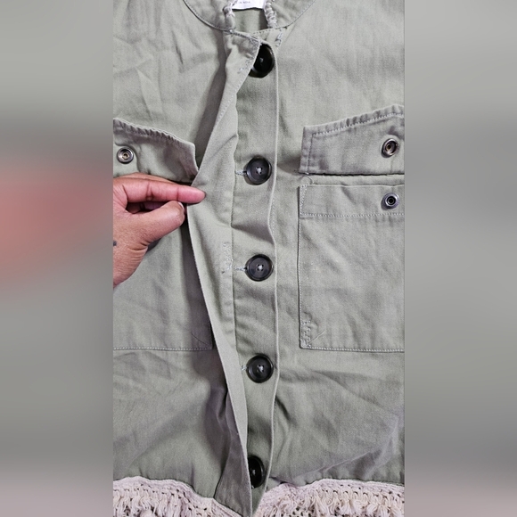 Zara Woman Outerwear Army Green Tassel Pom Fringe Boho Jacket - Picture 9 of 13